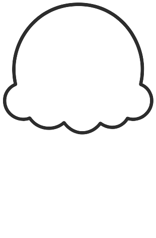 Step 1: Draw a rounded scoop shape with a gently bumpy, scalloped line along its bottom edge.