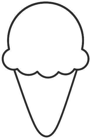 Step 2: Add a long triangle under the scoop, pointing down, to make the cone.