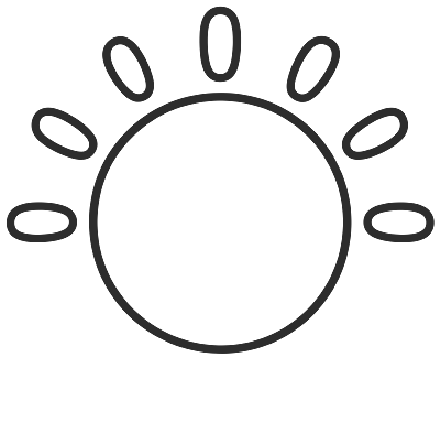 Step 2: Add small oval rays around the top and sides of the circle, leaving a little gap between each one.