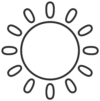 Step 3: Carry the ovals all the way around the bottom so the sun has a complete ring of rays.
