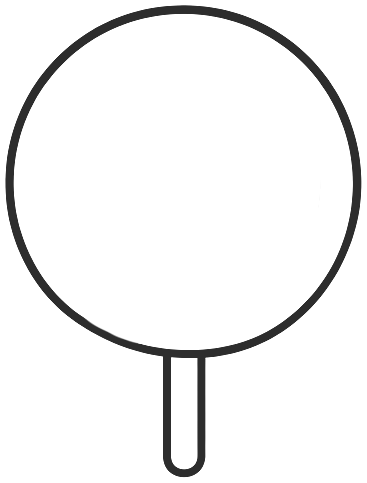 Step 2: Add a short, straight stick under the circle, like a narrow rectangle.