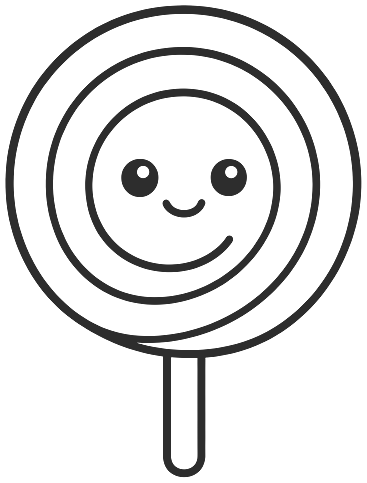 Step 4: Finish with two round eyes and highlights and a small smiling mouth in the middle of the swirl.