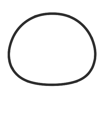 Step 1: Draw a rounded oval for the kitten’s head, slightly wider than it is tall.