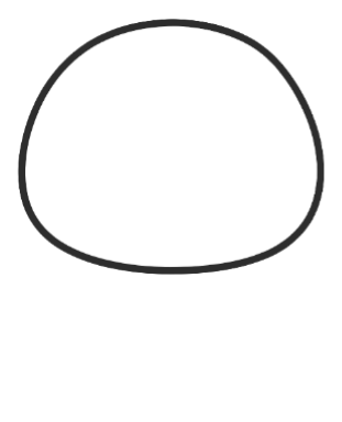 Step 1: Draw a dome shape for the panda’s head, rounded on top and flat underneath.