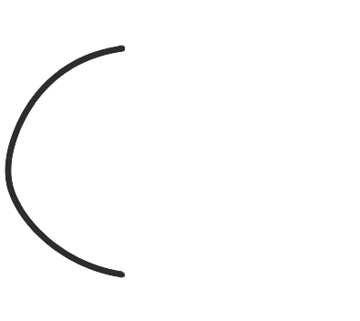 Step 1: Draw two curved lines facing each other on the left of your paper, like a wide pair of brackets.