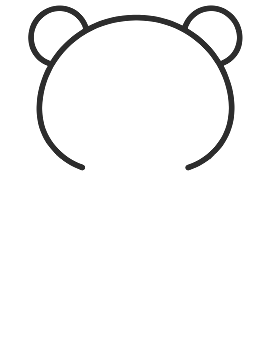 Step 2: Add two small round ears on top of the head, one near each corner.