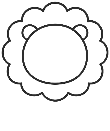 Step 2: Draw a bumpy, scalloped ring of mane all the way around the circle and add two small ears peeking out at the top.