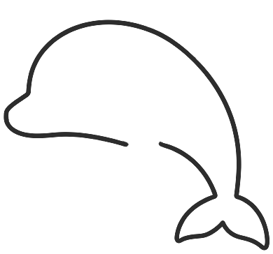 Step 2: Sweep the back up and over into a long curved body that narrows down to a tail with two wide flukes.