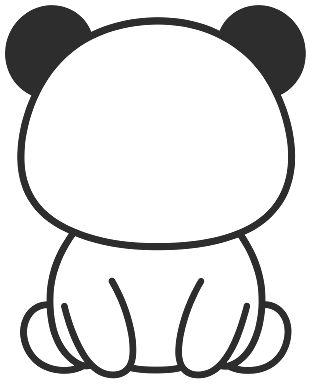 Step 3: Draw a rounded sitting body below with two short arms and two legs resting at the front.