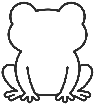 Step 3: Draw two arms reaching out to the sides and two large back legs with webbed toes at the bottom.
