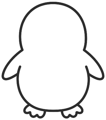 Step 3: Draw the full oval body below and add two flat feet pointing outwards at the bottom.