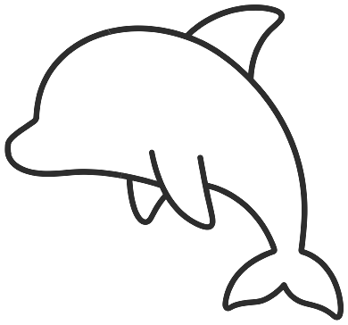 Step 3: Add a tall pointed fin standing up on the back and one curved flipper reaching down from the side.
