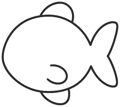 Step 3: Add a small fin on top of the back, another underneath, and draw a curved gill line behind the head.