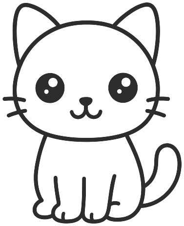 Step 4: Add two large shiny eyes, a small nose and smiling mouth, then curl a long tail up behind the body.