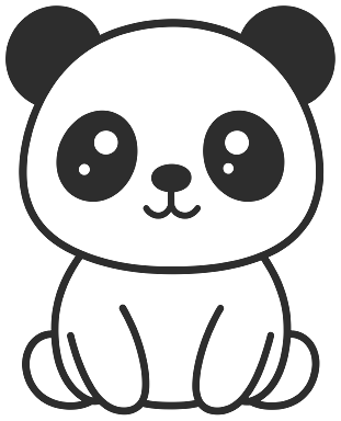 Step 4: Finish with two large black eye patches holding shiny eyes, a small nose and a smiling mouth.