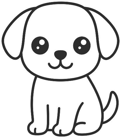 Step 4: Finish with two big eyes, a round nose, a smiling mouth, a line inside each ear and a little tail.