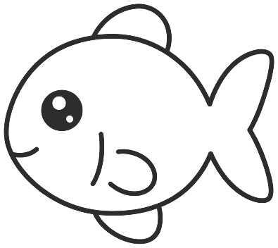 Step 4: Finish with a large round eye with a shiny dot, a smiling mouth and a soft side fin on the body.
