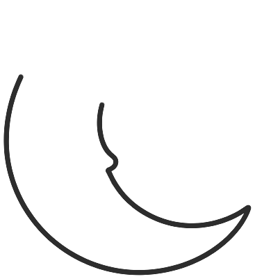 Step 1: Draw a crescent moon from two curves — one long outer curve and one scooping back inside it.