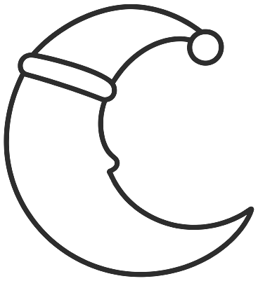 Step 3: Draw a soft nightcap flopping over from the brim to the right, ending in a little round pompom.