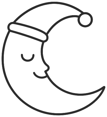 Step 4: Add a closed, curved sleeping eye, a rosy cheek and a small contented smile on the moon’s face.
