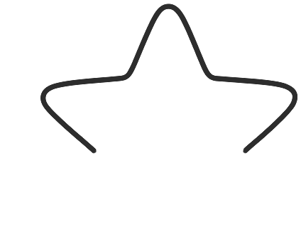 Step 1: Draw the upper points and side arms of a large five-pointed star.