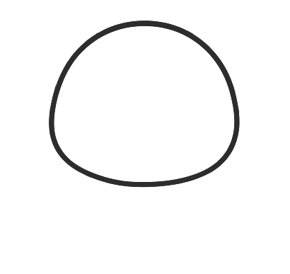 Step 1: Draw a dome shape for the head, curved across the top and flat along the bottom.