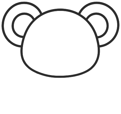 Step 2: Add one big round ear on each side of the head, with a smaller circle drawn inside each one.